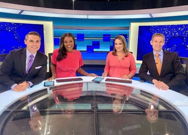 Liane at her office with her mates.